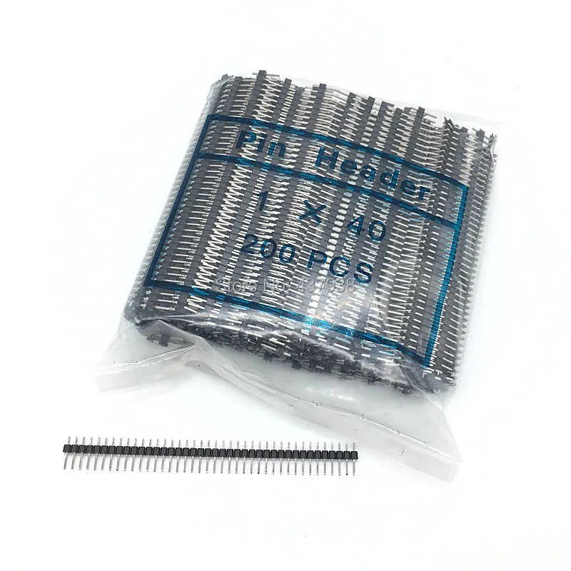 

200pcs 40 Pin 1x40Pin 2.54mm Single Row Male Breakable Pin Header Connector Strip for PCB Free Shipping