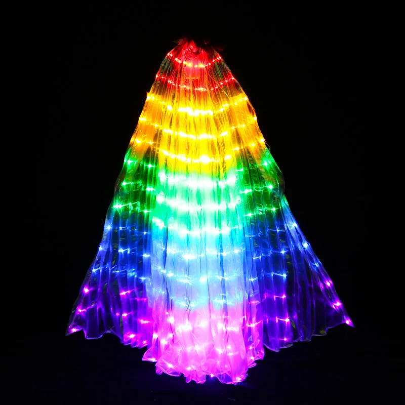 

Multicolor Led Isis Wings with Holding Sticks Belly Dance Stage Performance Club Light Up Costume Props 360 Open