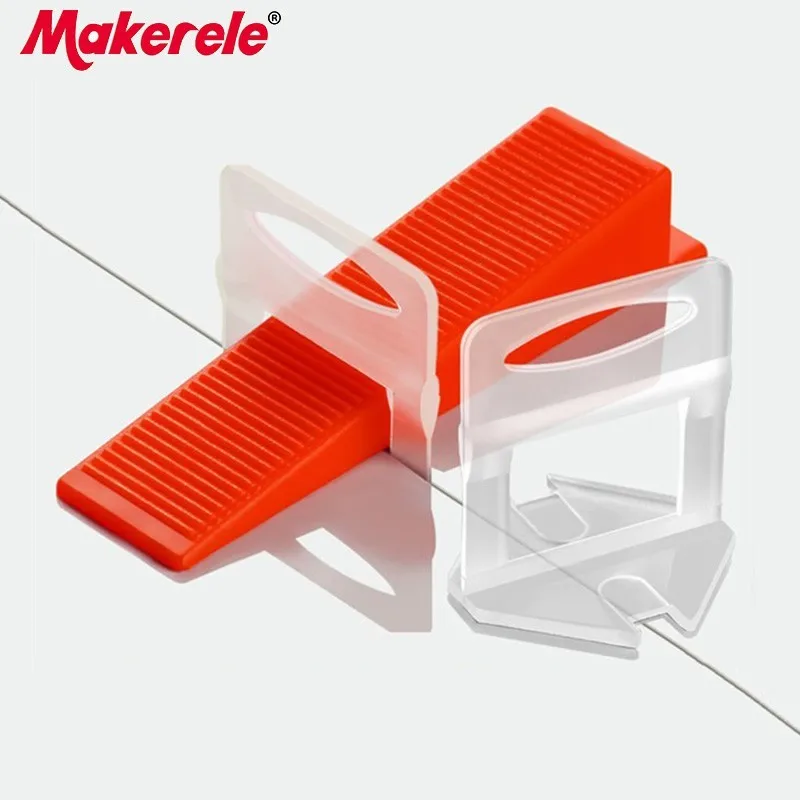100pcs Tile Leveling System Clips Kit Wall Floor Tile Spacer Tiling Tool 1mm 1.5mm 2mm 2.5mm 3mm Transparent Disposable PVC Base