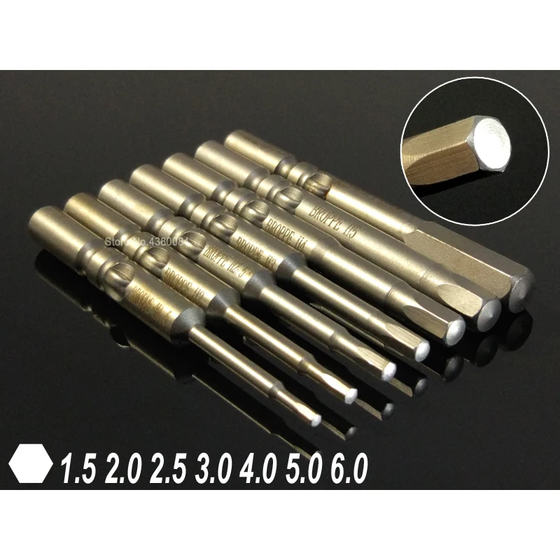 

7Pcs Set 60MM Magnetic HEX Screwdriver Drill Bits Dia 6mm Round Shank Electric Screw Driver S2 Power Hand Tools For 802, 6C
