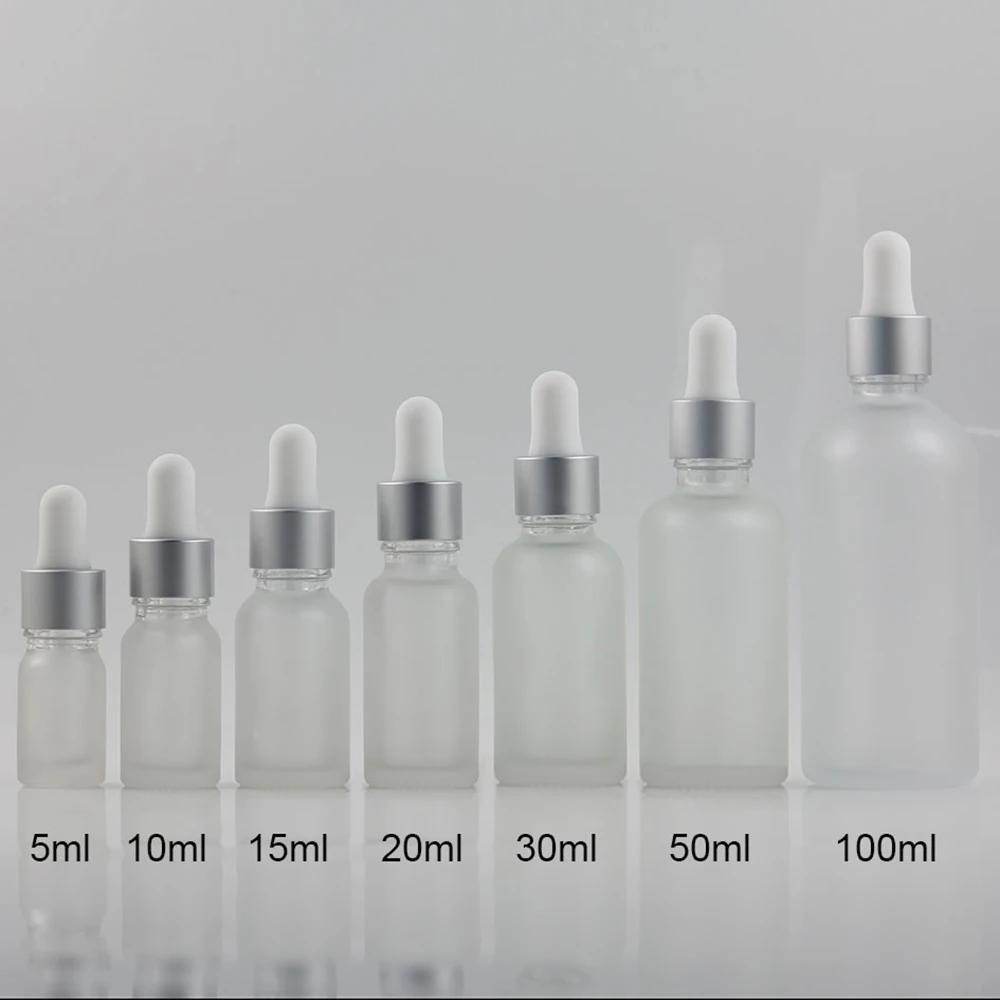 

Clear frosted glass bottle 5ml baby skin care packaging, 5ml cosmetic bottle with matte silver