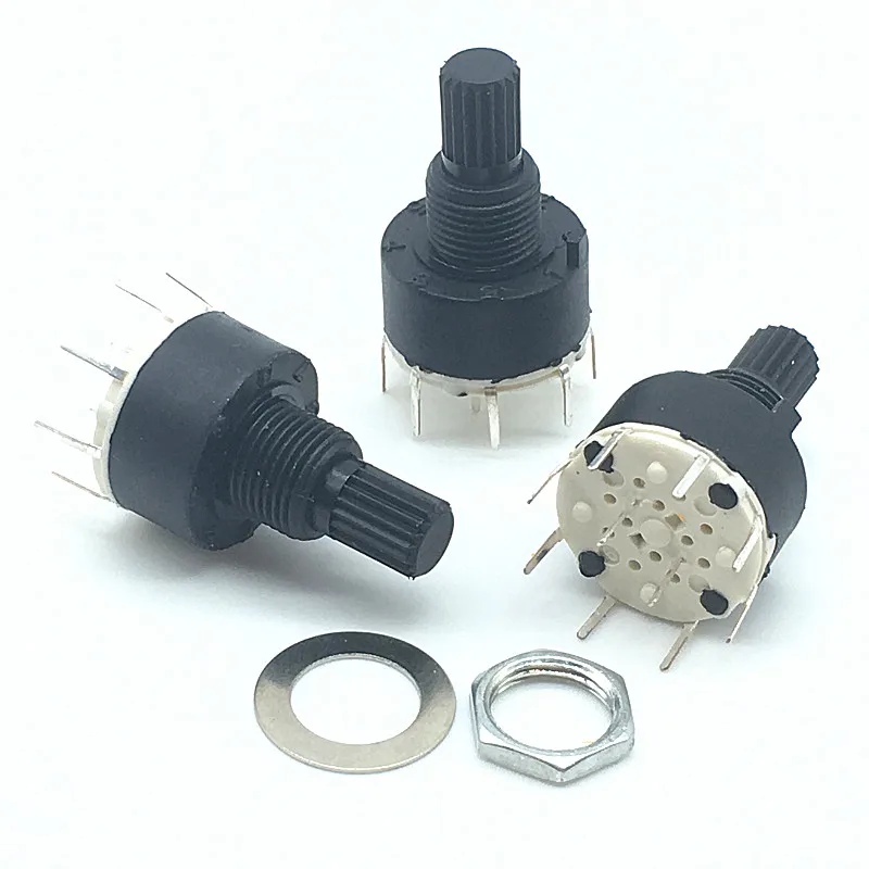 

5pcs SR16 Plastic 16MM Rotary Band switch 2 Pole 3 4 position 1 Pole 5 6 8 Position Handle Length 15MM Axis band switch