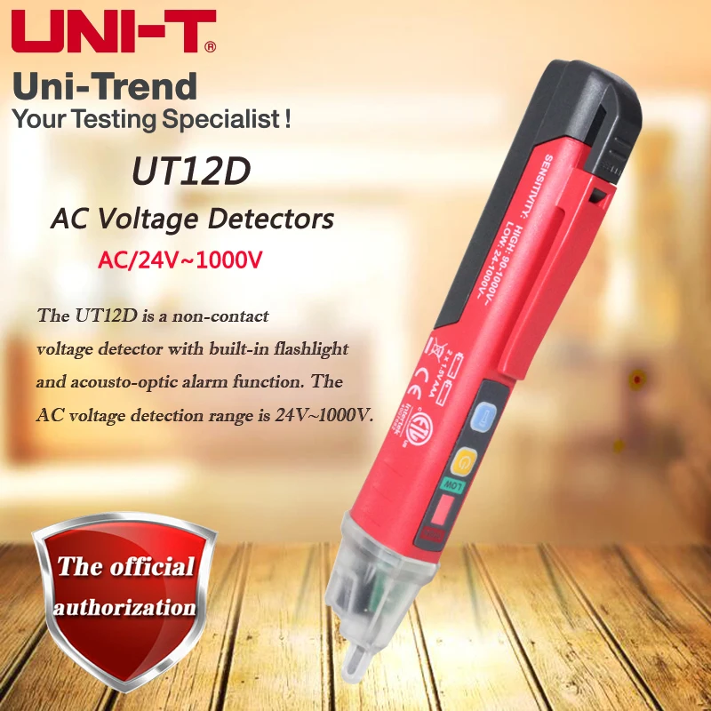 UNI-T UT12D AC Voltage Detectors; AC/24V~1000V high sensitivity non-contact test pencil UT12S