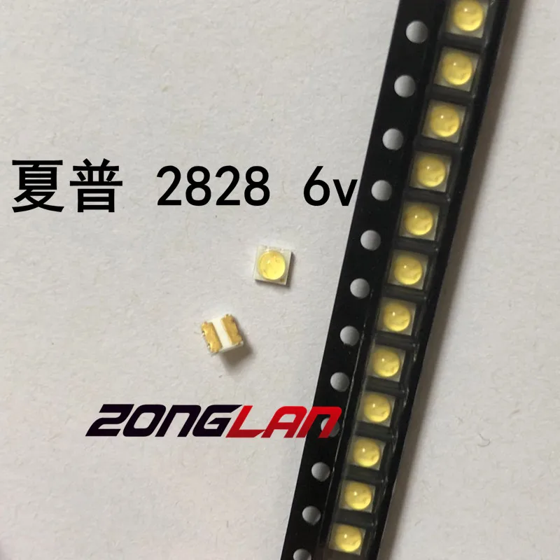 500PCS/lot FOR repair Sharp LED LCD TV backlight Article lamp SMD LEDs 6V 2828 Cold white light emitting diode