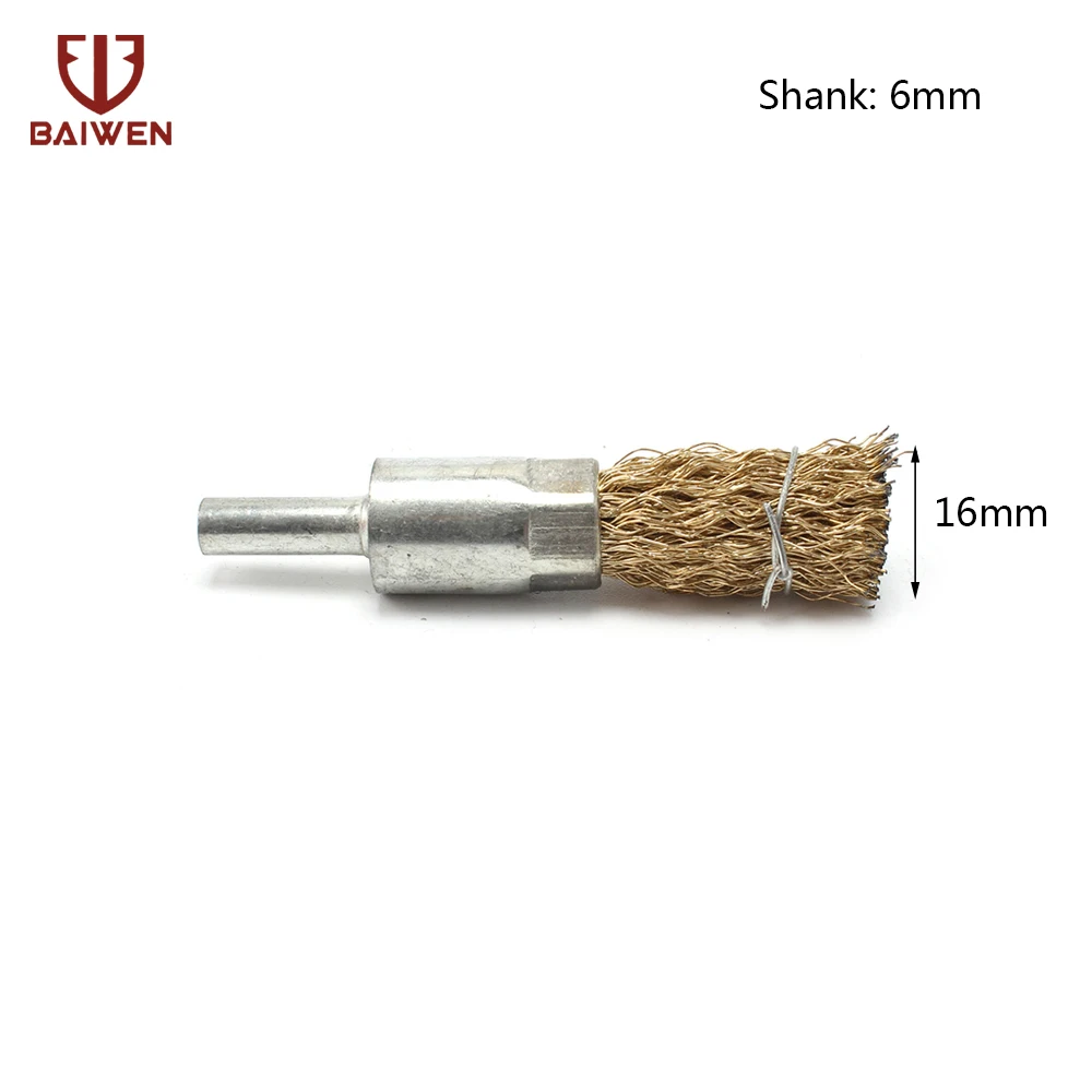 16mm Copper Coated Steel Wire Pen Brush Metal Polishing Brush Rotary Tool