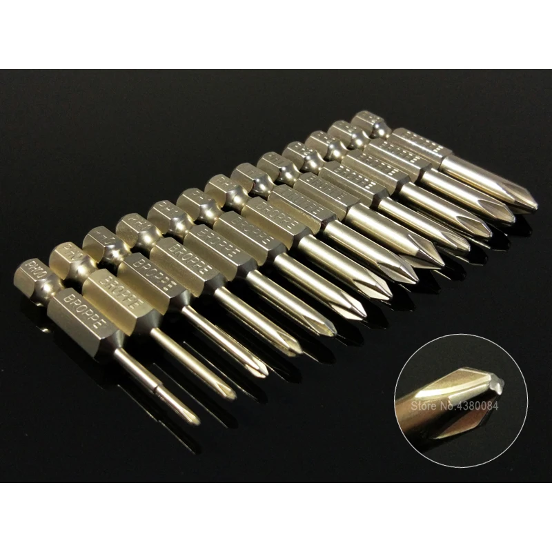 Juego de brocas magnéticas para destornillador Phillips, herramientas manuales eléctricas, vástago hexagonal S2 PH00/PH0/PH1/PH2, 50MM, 1/4 ", 13 unidades