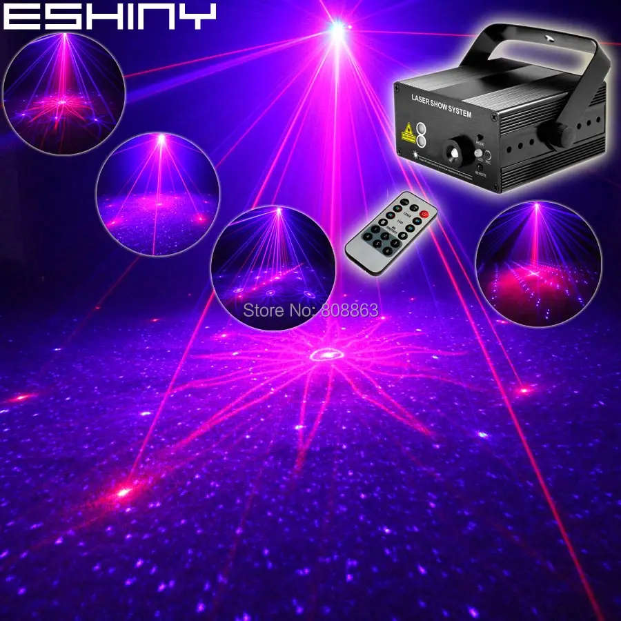 ESHINY Red Blue 18 Patterns Laser Projector Blue Led Remote Stage DJ Lighting Xmas Bar KTV Dance Disco Party Light Show N85B156