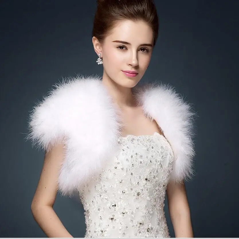 Straußen Federn Bolero Shrugh Weste Vintage Marabou Feder Shrug stola braut zubehör Braut Kleid Abend cape S69