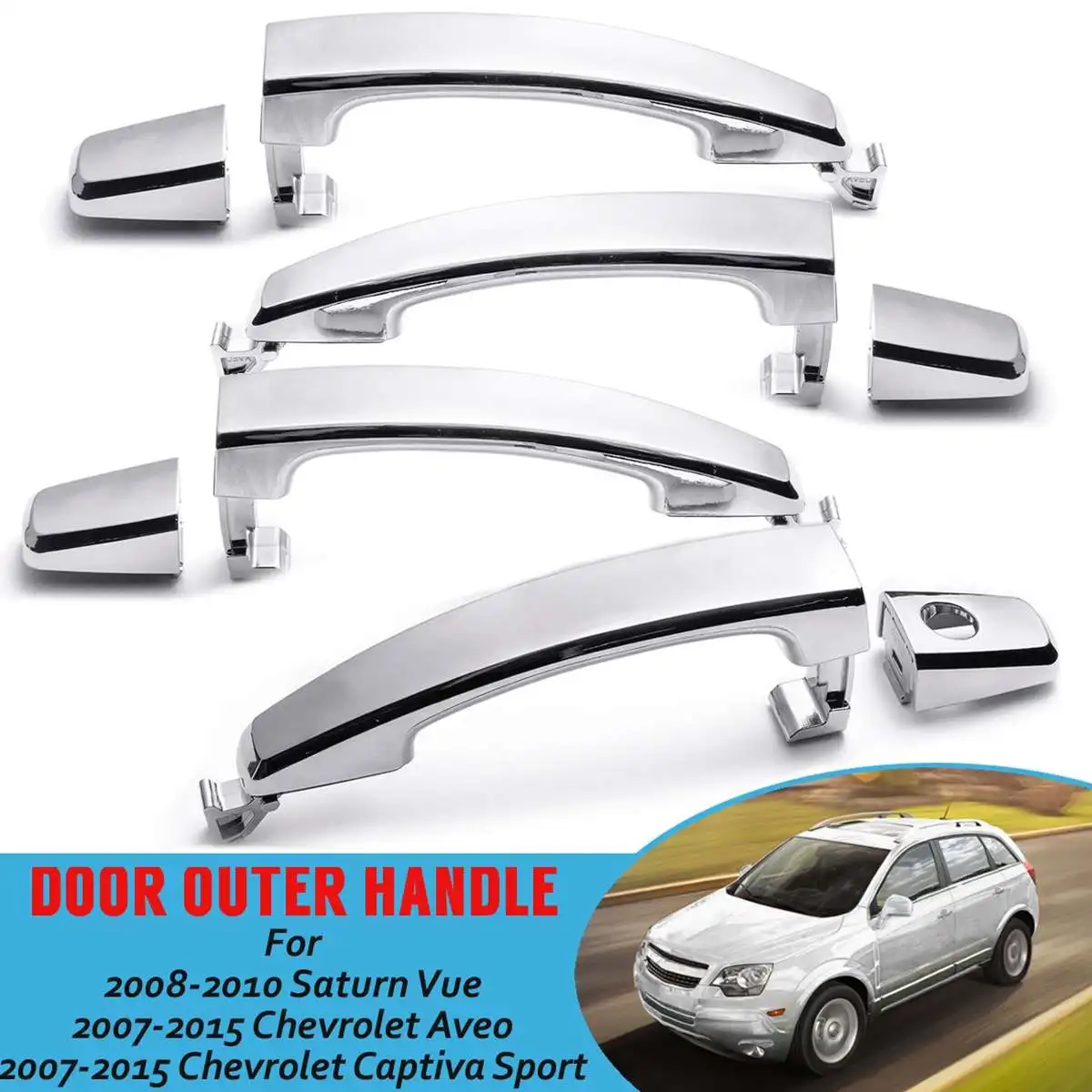 1/2/4 pcs Front Left with keyhole Front Right/Rear Chrome ABS Door Outer Handle Covers For Chevrolet Captiva Sport/Aveo/Saturn