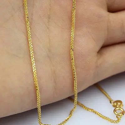 BEST SOILD 18K Yellow Gold Chain Necklace/ Wheat Link Chain Necklace