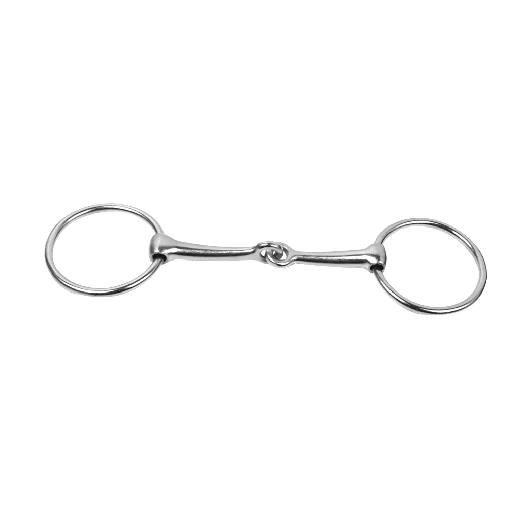 Hand-Polished 140mm  Loose Ring  Mouth Snaffle Horse Bit Silver Iron Roller Tack Horse Mouthpiece