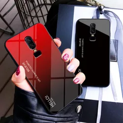 One Plus 6 Oneplus6 A6000 A6003 Case Gradient Aurora Tempered Glass Back Cover Phone Case For Oneplus 6 Colorful Shell Protector