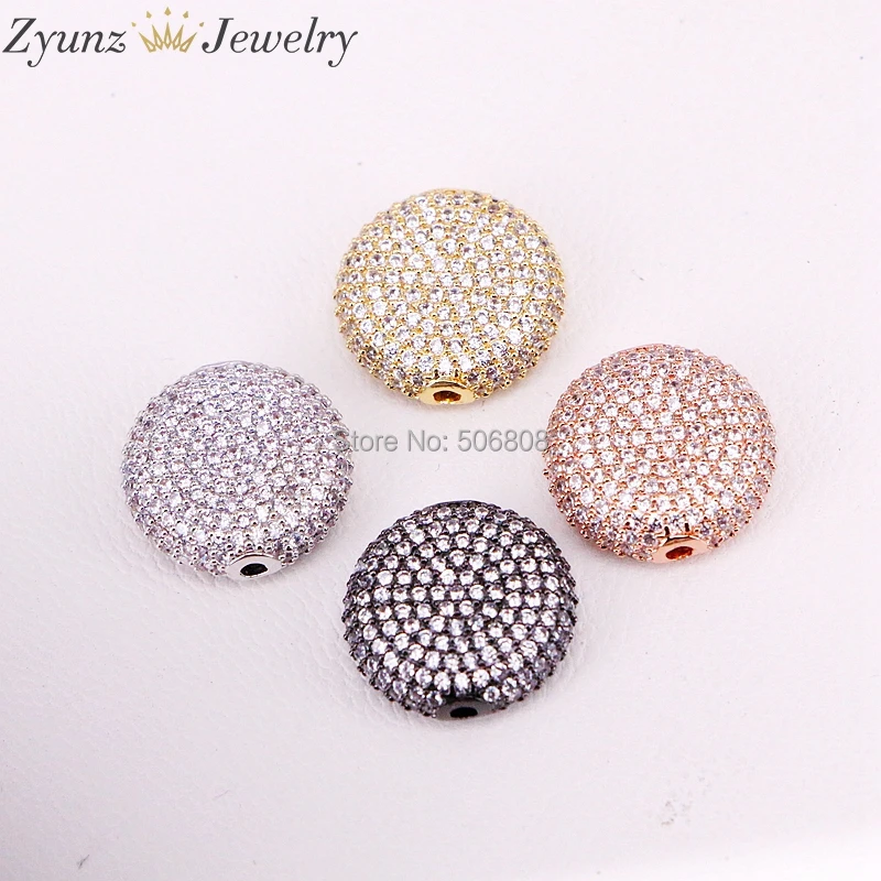 10PCS ZYZ324-9844 Micro Pave CZ Rondelle Spacer Beads, Crystal Zirconia Round Connector Beads, Findings