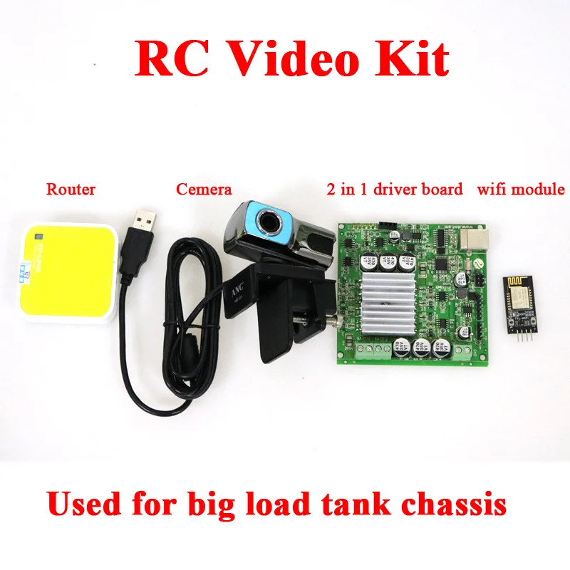 T900 4WD Video Monitor Tank Chassis with Openwrt Router+ HD Camera + WiFi Module+ Big Power Motor Driver Control Board