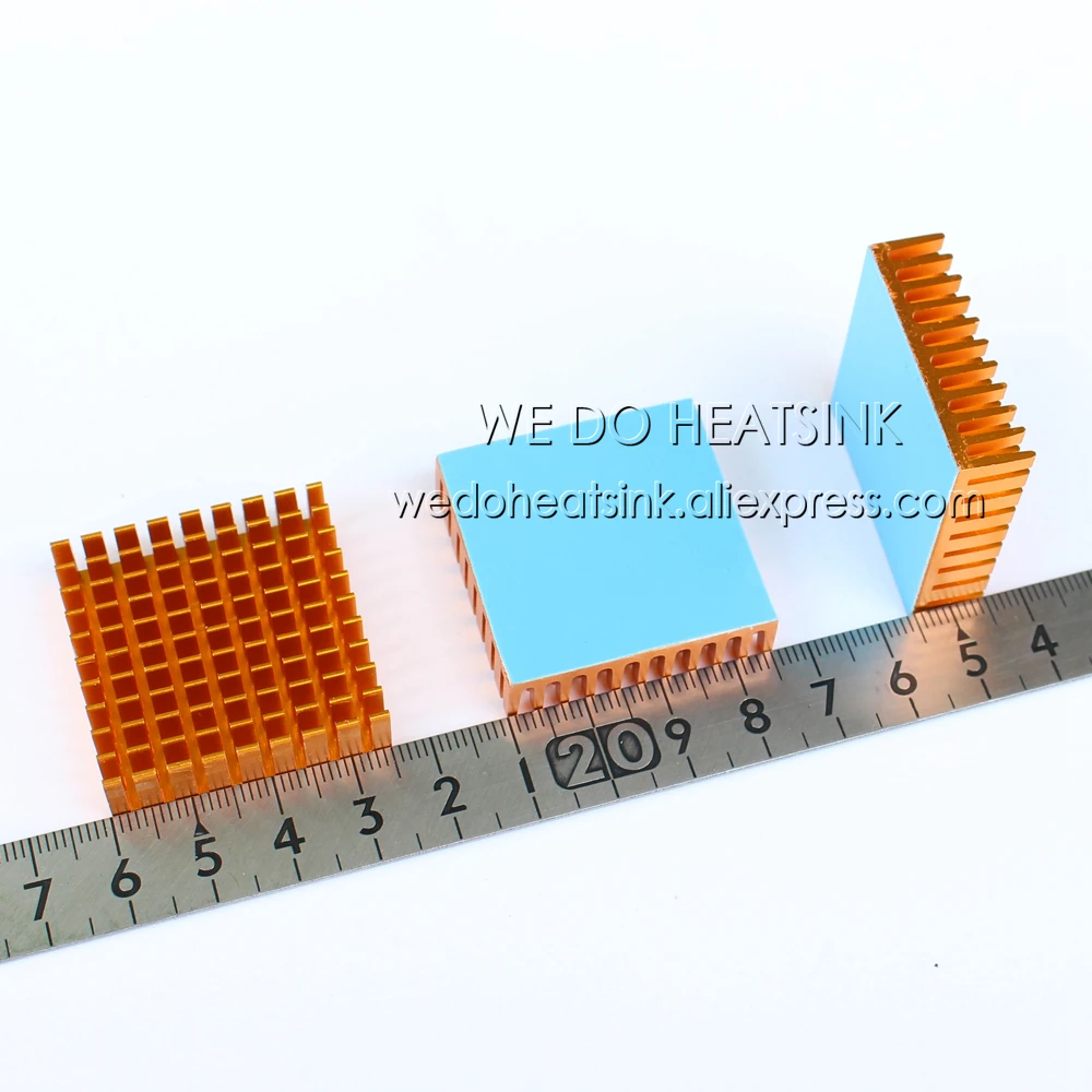 WE DO HEATSINK 5pcs 35x35x10mm Slot Anodized Aluminum Heat Sink with Thermal Self-Adhesive Tape Cooling for VGA CPU BGA PC board