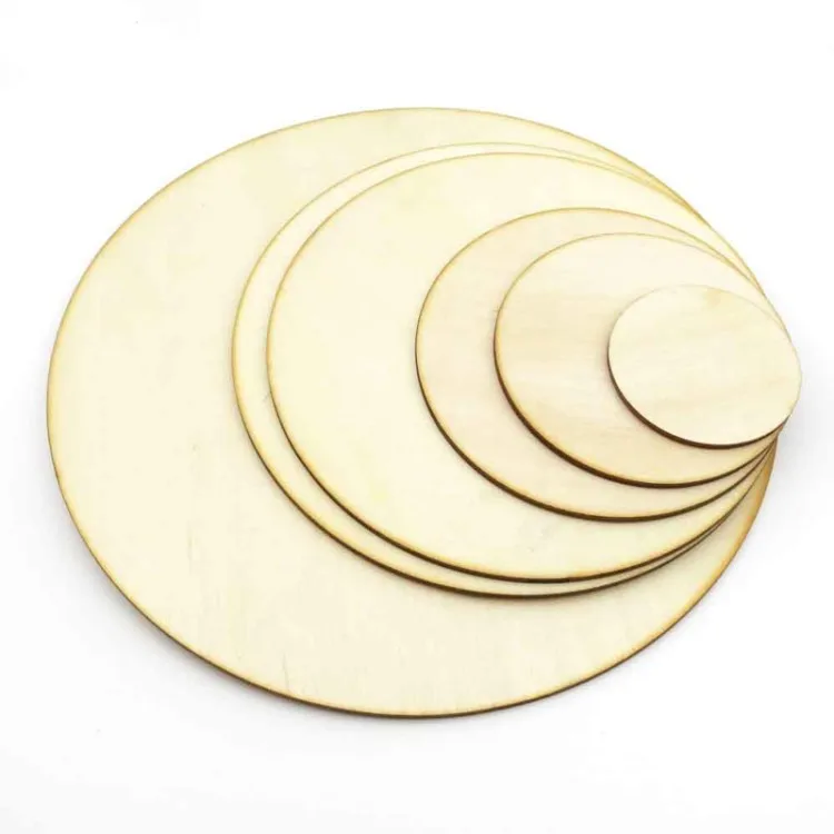 10-80mm Unfinished Round Wood Circle Cutout for Wedding Table Scatter Decoration Round Wood Craft