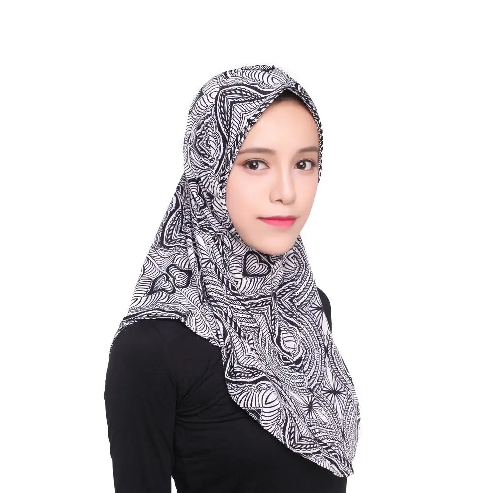 Een Stuk Amira Hijab Moslim Vrouwen Printkop Sjaal Wrap Shawl Pull Op Klaar Te Dragen Hijaabs Islamitische Niab Nikab instant Hoofddoek