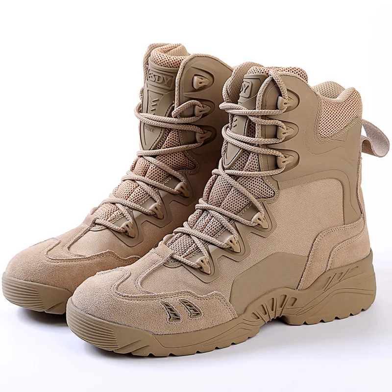 Leather Wearproof Breathable Mens Desert High Shoes Outdoor Climbing Hunting Hiking Training Boots