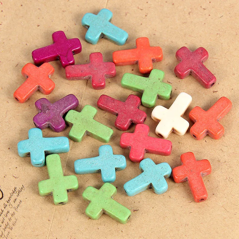 20pcs Natural Stone Cross Bead Charms For Woman Girls Charms Necklace Bracelet DIY Jewelry Making 15*11mm