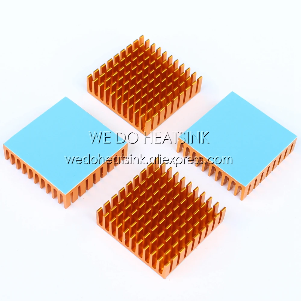 WE DO HEATSINK 5pcs 35x35x10mm Slot Anodized Aluminum Heat Sink with Thermal Self-Adhesive Tape Cooling for VGA CPU BGA PC board