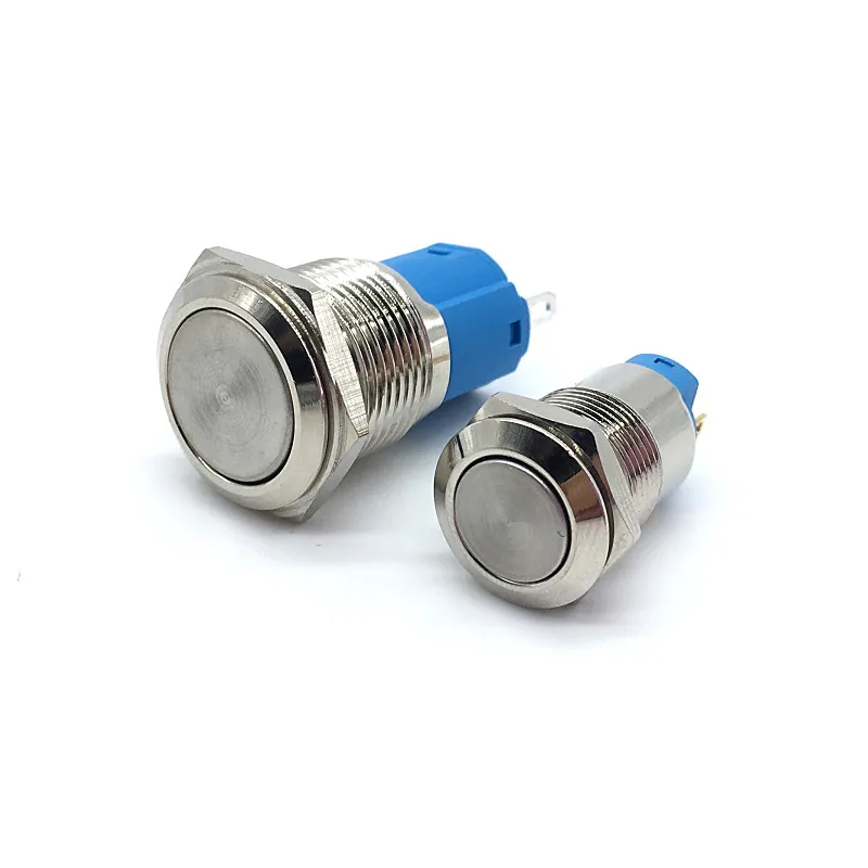 12MM 16MM Metal Push Button Switch LED Lamp Self-locking Waterproof Latching Maintained Car Auto Engine PC Power Flat Haed