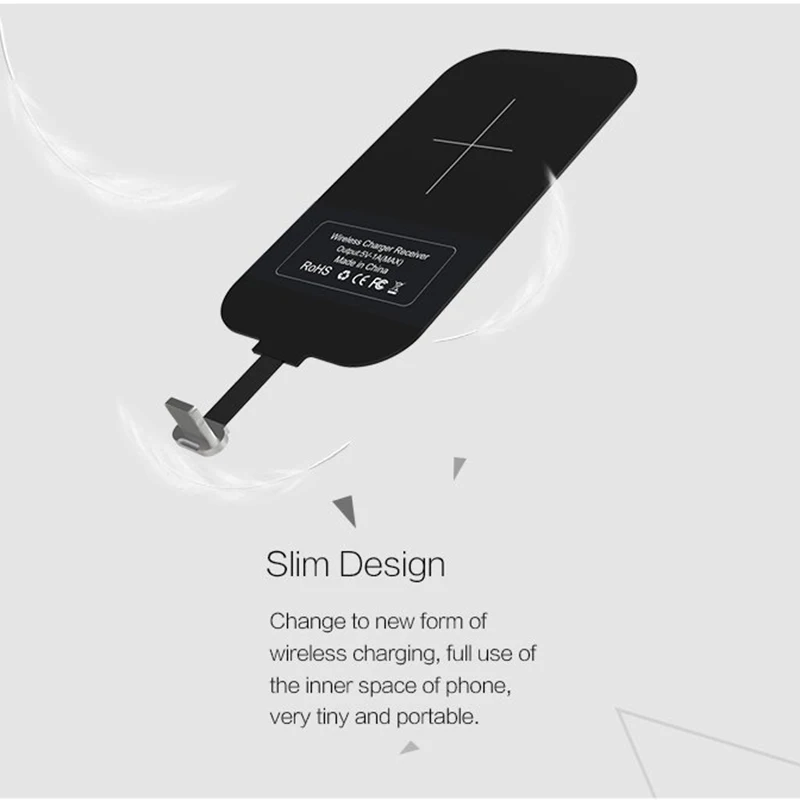 1000mAh i Phone Wireless Charging Receiver Magic Tag Qi Wireless Charger Receiver for  Apple  7/6/6S/Plus,Android/ Type C phone