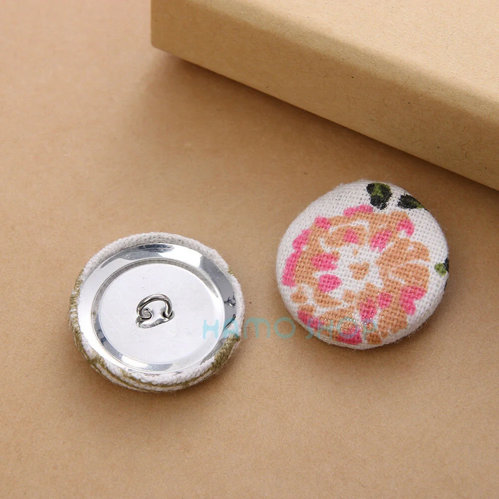 Round Fabric Cloth Covered Button Metal DIY Bag Cloth Buckle Kits Press Bread Button Cloth Base With 1 Set Hand Tools