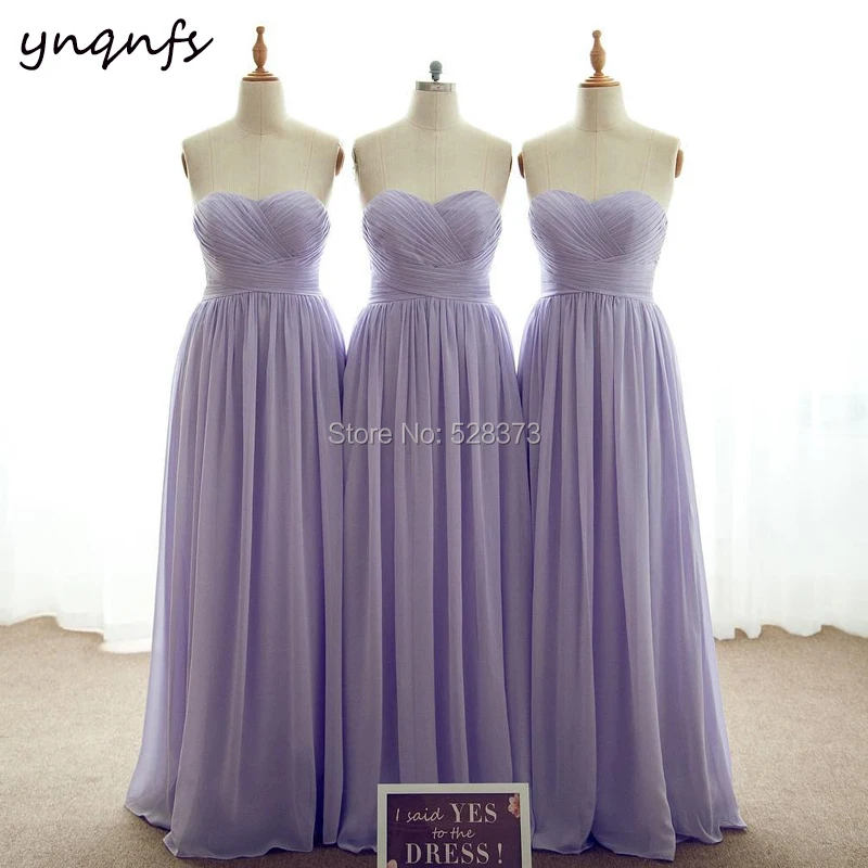 

YNQNFS B25 Custom Made New Multi Color Chiffon Sweetheart Ruched Top Long Party Gown Lilac Bridesmaid Dresses 2019