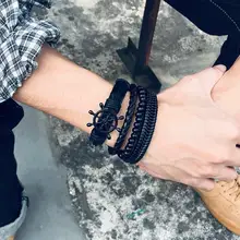 Leather Bracelets Set Men Women #6