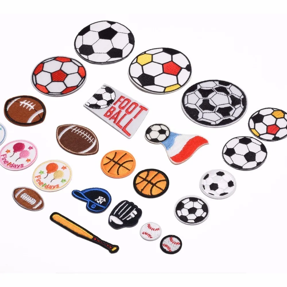 Mix Design Football Soccer Embroidered Patches Iron On Stickers Diy Sport Balls Appliques for Jeans Clothes Backpack Motif Badge