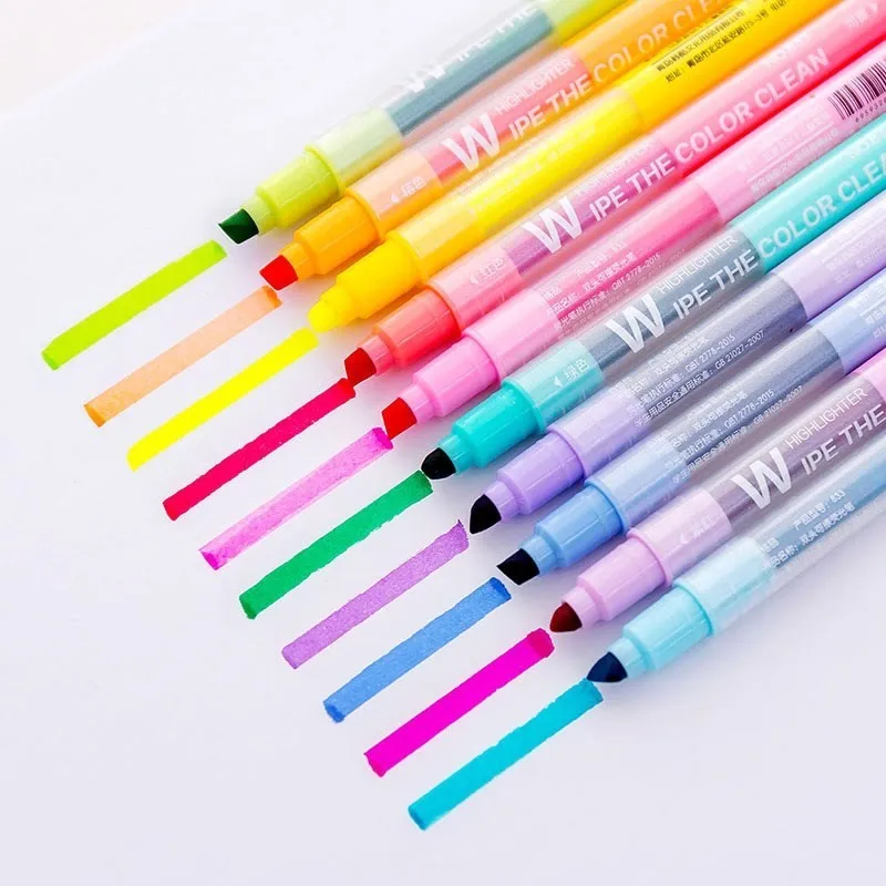 Multicolour Single/Double-end Highlighter Pen Markers Pastel Liquid Marker Fluorescent Highlighters Art School Supplies 04431