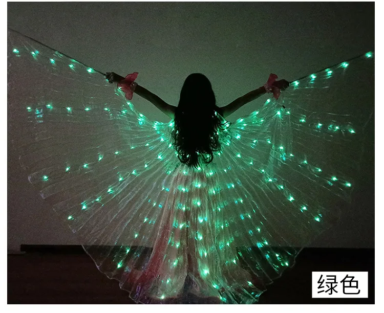 Ruoru Girls Colored Belly Dance LED Wings White Rainbow Children Kids Led Isis Wings Bellydance Performance Dancing Accessories