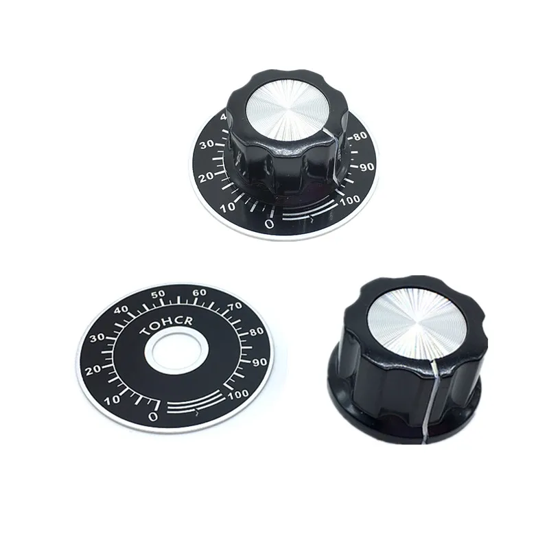 5sets MF-A103 Bakelite Knob + A03 Dial Knob With Scale Plate Sheet Scale Digital Potentiometer Caps for 3590S RV24YN and so on