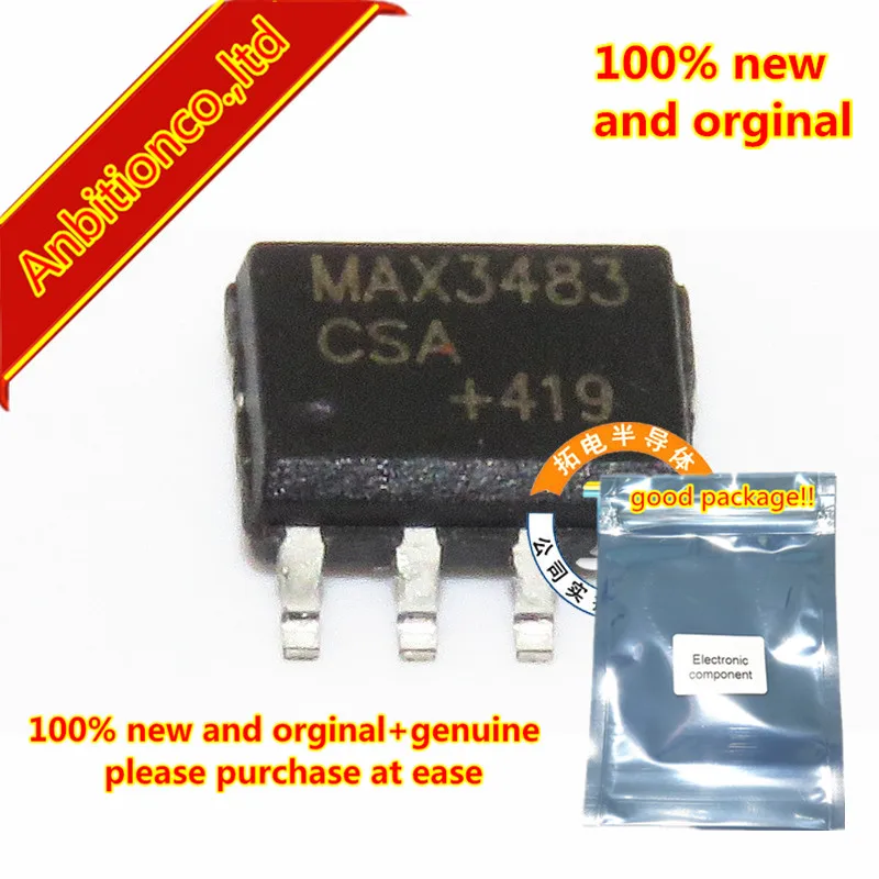 10pcs  100% new and orginal MAX3483CSA SOP-8 3.3V-Powered, 10Mbps and Slew-Rate-Limited True RS-485/RS-422 Transceivers in stock