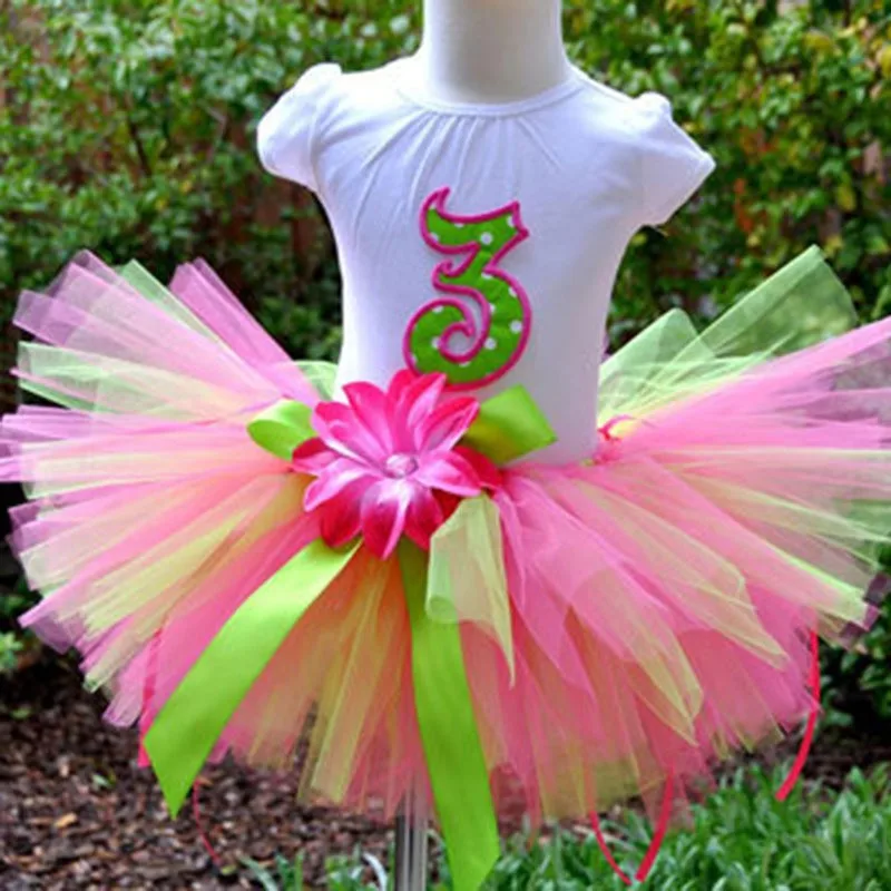 Colorful Baby Girls Tutu Skirts Infant Toddler Handmade Fluffy Ballet Tutus with Ribbon Bow and Headband Kids Tulle Pettiskirts