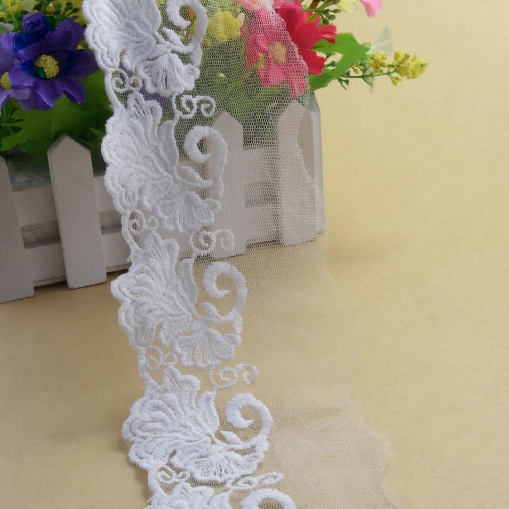 7cm width Cotton embroid lace dolls ribbon guipure trim fabric warp knitting DIY Garment Accessories wedding lace#3421