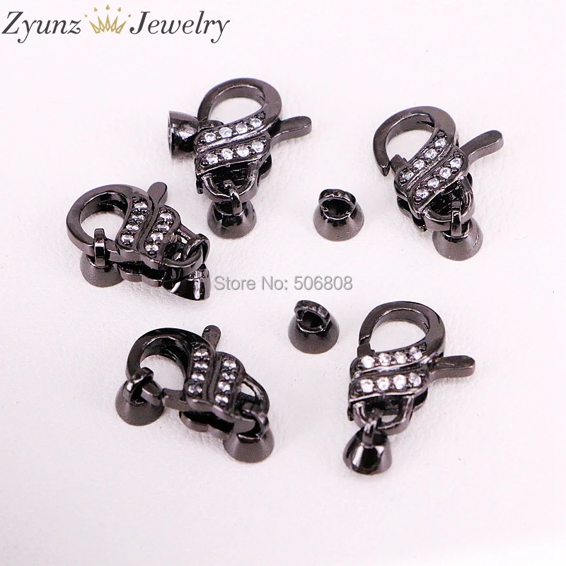 5PCS ZYZ324-9764 Micro Pave Clasps, Pave Lobster Claw Clasps, Pave Findings, Lobster Clasp Findings