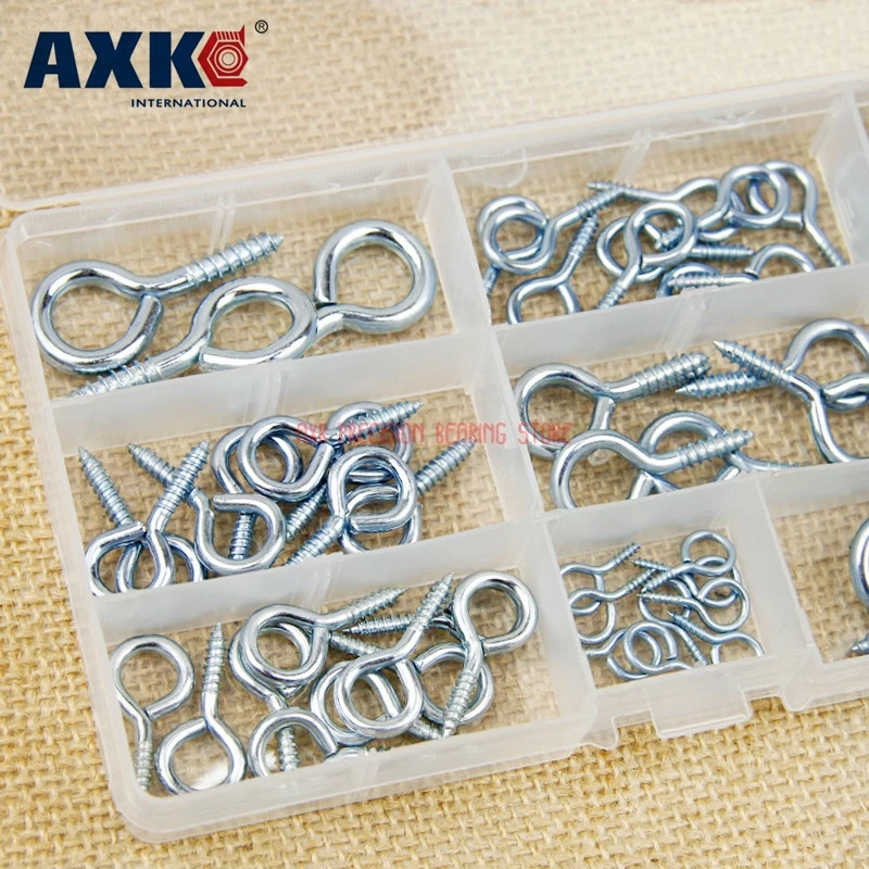 

2023 New Titanium Bolt Fastener Round 72pcs Home Lamp Hook Cup Circle Self-tapping Nail Sheep Eye Rings Combination Set Screw