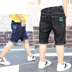 Teenager Kids Boys Denim Shorts 4Y-16Y Summer Letter Printed Children Boys Casual Pants Soft Cotton Jeans Short Straight Pants