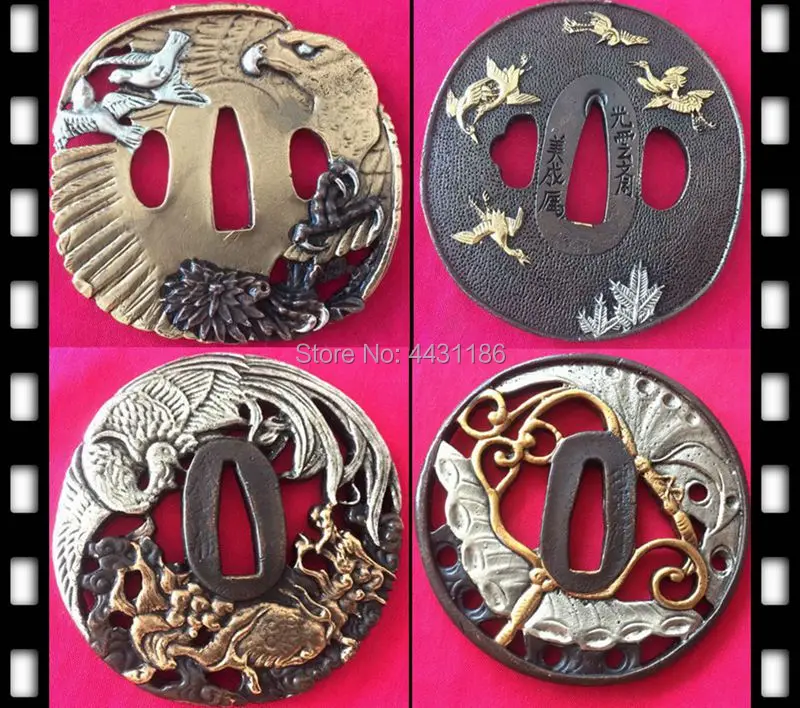 

4 Style High Quality Handmade Tsuba Fitting For Japanese Katana Tsuba Sword Accessory Copper Guard