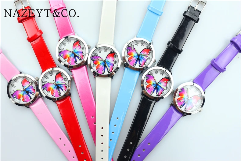 Reloj de cuero de gelatina con esfera de insectos y mariposas de colores para niños y niñas, manecillas luminosas para niños, estudiantes, animales, regalo de Navidad