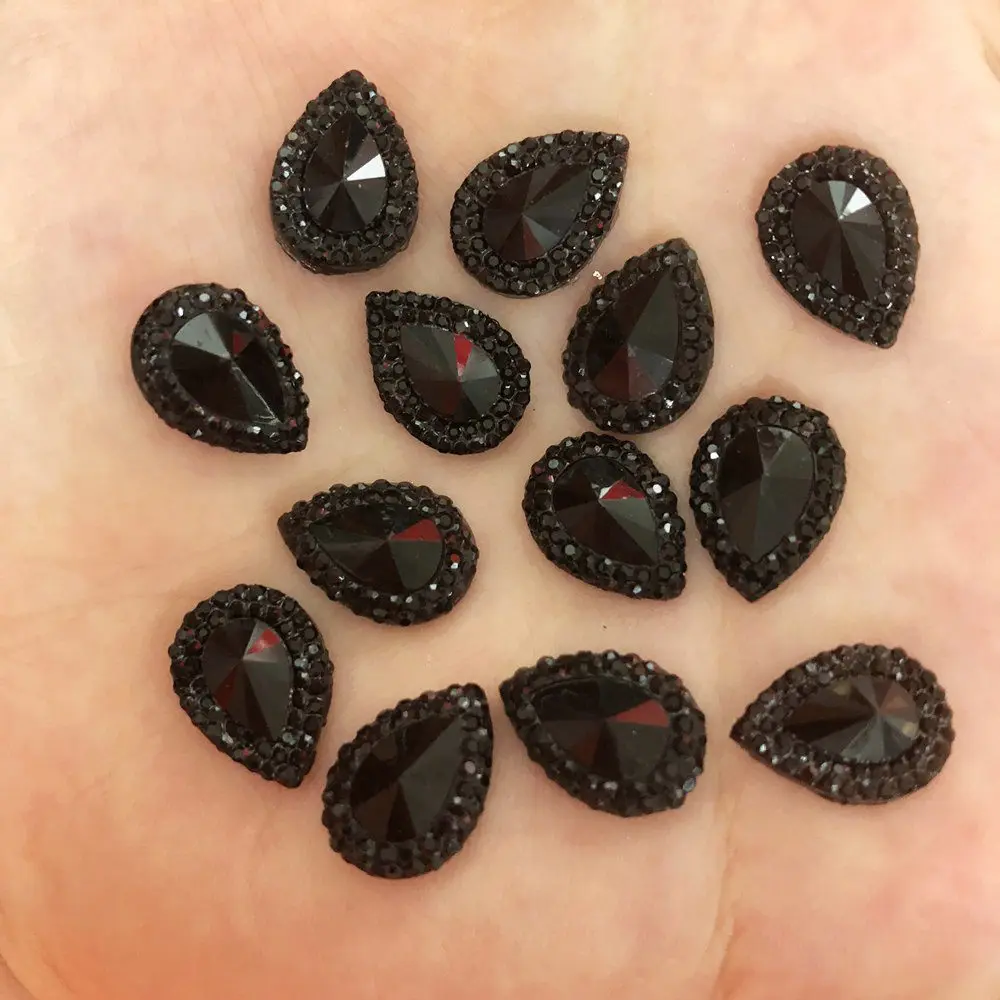 40pcs 10mm*14mm AB Resin Drop Flatback Rhinestone Child Scrapbook Wedding DIY Resin Ornaments F299