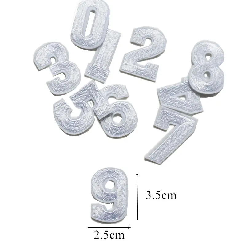 10PCS Embroidered Arabic Numerals Patches Sew Iron On Badges Black White Numbers For Bag Jeans Hat T Shirt DIY Appliques Craft