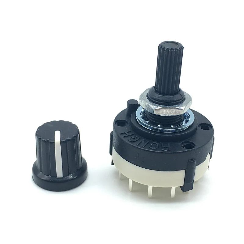 5pcs RS26 1 Pole 12 Position  Selectable Band Rotary Channel Selector Switch Handle length 20MM with knob