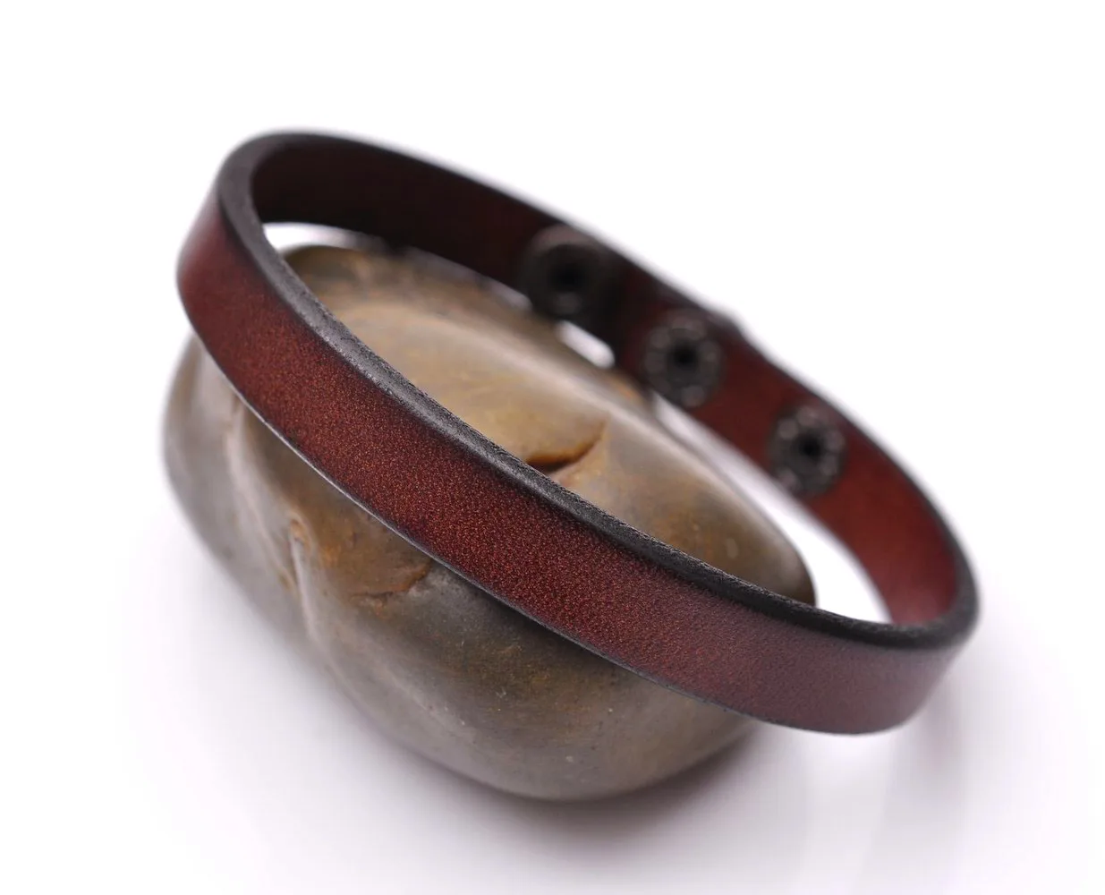 Fashion Simply Cool Genuine Leather Bracelet Cuff Wristband Snap Unisex Brown