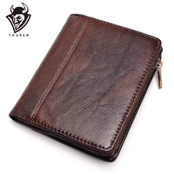 RFID Blocking Men's Imported Top Layer Leather Brushed Wallet Handmade Retro Pure Coin Purse