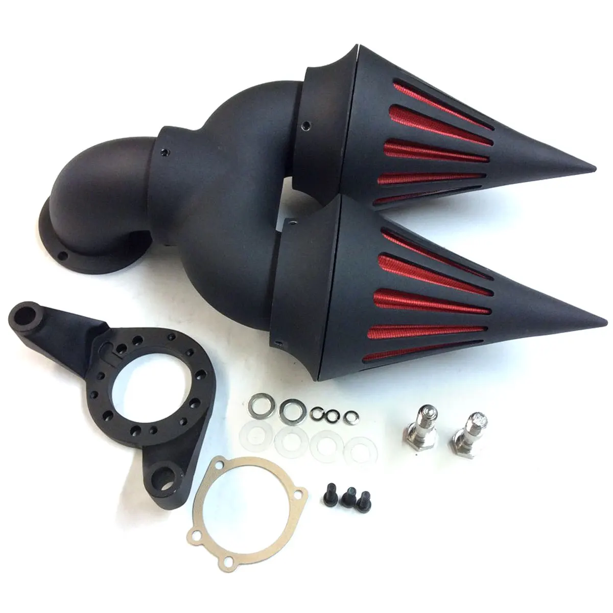 Motorcycle Double Air Cleaner Kit intake filter fit For Harley Davidson CV Carburetor Delphi V-Twin Black / Chrome