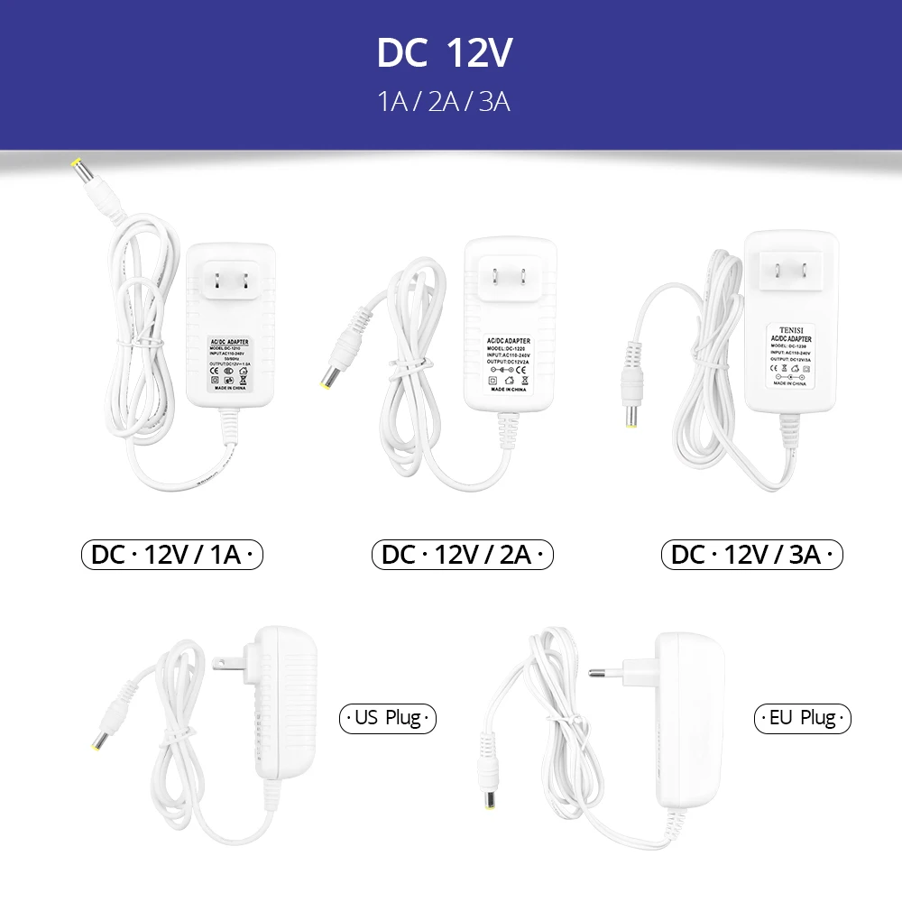 DC 12V 24V 1A 2A 3A Power Adapter Supply Lighting Transformers LED Driver Power Adapter for LED Strip Lamp Wall Desk Adapter