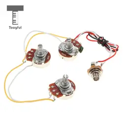 Tooyful Durable Jazz Bass Circuit Wiring Harness Kit, Tone Volume Control A250K B250K Pots+Socket