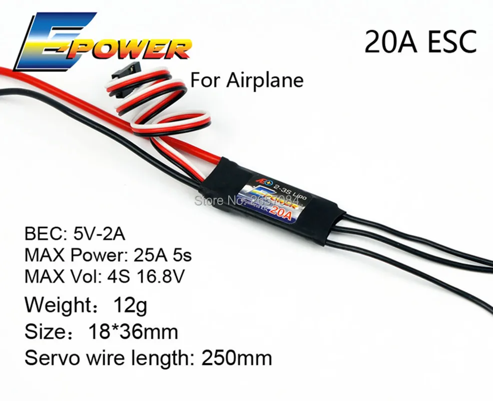 AEORC E-Power ESC Motor Speed Controller 1S5A 2S5A 10A 20A 30A 40A Brushless ESC for RC Airplane with UBEC for RC FPV Quadcopter